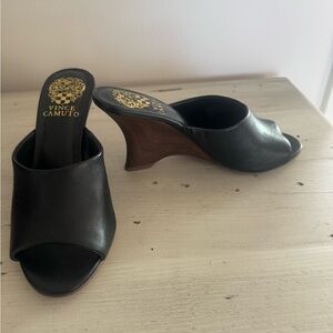 Vince Camuto Black Leather Mules
